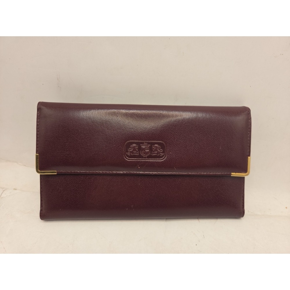 Buxton Heiress Burgundy Leather Organizer Wallet Clutch Anline Goatskin